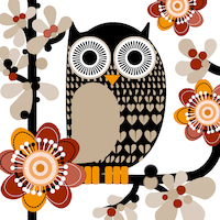 Owl black 33x33 cm napkins